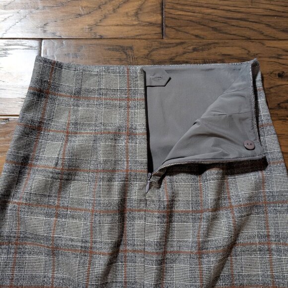 RW&CO pencil skirt grey rust brown plaid size 0 - Picture 12 of 14